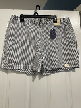 St. John’s Bay Women’s Striped Flat-Front Shorts - Navy & White